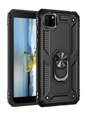 Newface Huawei Y5P Kılıf Sofya Yüzüklü Silikon Kapak - Siyah