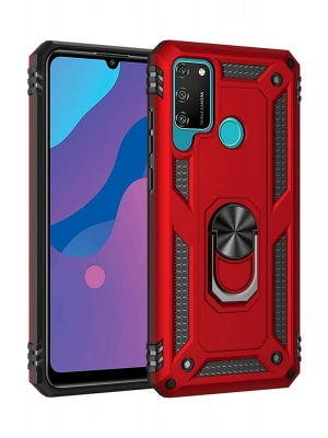 Newface Huawei Y6P Kılıf Sofya Yüzüklü Silikon Kapak - Kırmızı