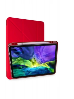 Newface iPad Pro 11 (2018) Kılıf Kalemlikli Mars Tablet Kılıfı - Kırmızı