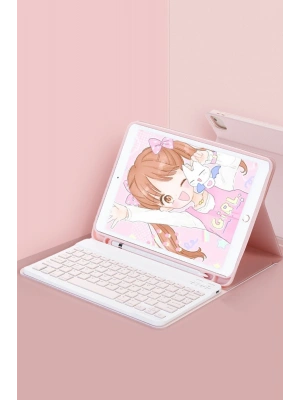 Newface iPad Pro 11 (2022) Kılıf KC01 Smart Klavyeli Tablet Kılıfı - Pembe