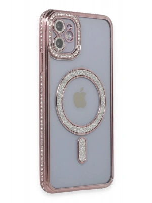 Newface iPhone 11 Kılıf Joke Simli Magneticsafe Kılıf - Pembe