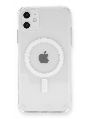 Newface iPhone 11 Kılıf Magneticsafe Şeffaf Silikon - Şeffaf