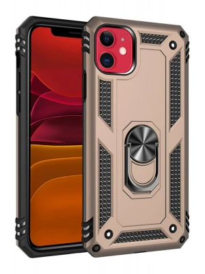 Newface iPhone 11 Kılıf Sofya Yüzüklü Silikon Kapak - Gold