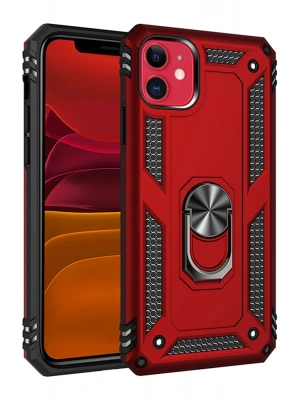 Newface iPhone 11 Kılıf Sofya Yüzüklü Silikon Kapak - Kırmızı