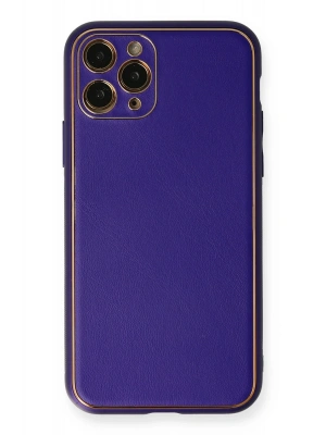 Newface iPhone 11 Pro Kılıf Coco Deri Silikon Kapak - Mor