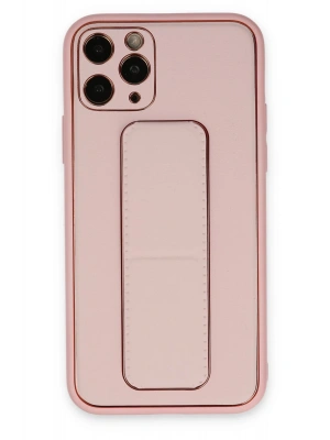 Newface iPhone 11 Pro Kılıf Coco Deri Standlı Kapak - Pembe