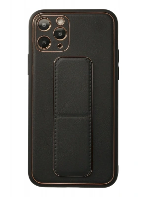 Newface iPhone 11 Pro Kılıf Coco Deri Standlı Kapak - Siyah