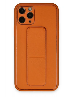 Newface iPhone 11 Pro Kılıf Coco Deri Standlı Kapak - Turuncu