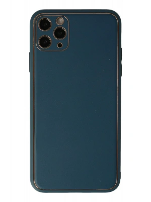 Newface iPhone 11 Pro Max Kılıf Coco Deri Silikon Kapak - Mavi