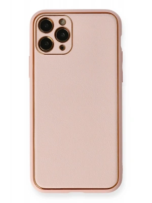 Newface iPhone 11 Pro Max Kılıf Coco Deri Silikon Kapak - Pembe