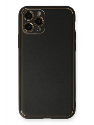 Newface iPhone 11 Pro Max Kılıf Coco Deri Silikon Kapak - Siyah