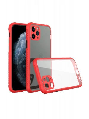 Newface iPhone 11 Pro Max Kılıf Miami Şeffaf Silikon - Kırmızı