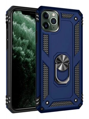 Newface iPhone 11 Pro Max Kılıf Sofya Yüzüklü Silikon Kapak - Lacivert