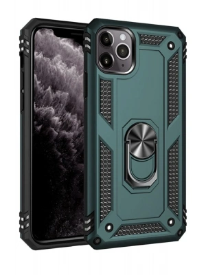 Newface iPhone 11 Pro Max Kılıf Sofya Yüzüklü Silikon Kapak - Yeşil