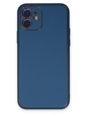Newface iPhone 12 Kılıf Coco Deri Silikon Kapak - Açık Mavi