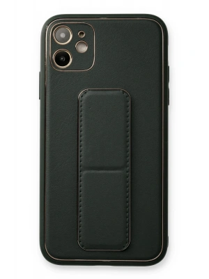 Newface iPhone 12 Kılıf Coco Deri Standlı Kapak - Füme