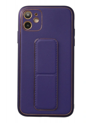 Newface iPhone 12 Kılıf Coco Deri Standlı Kapak - Mor