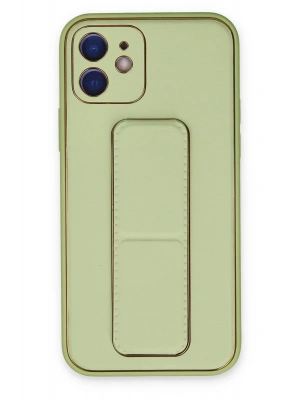 Newface iPhone 12 Kılıf Coco Deri Standlı Kapak - Su Yeşili