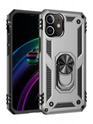 Newface iPhone 12 Kılıf Sofya Yüzüklü Silikon Kapak - Gümüş