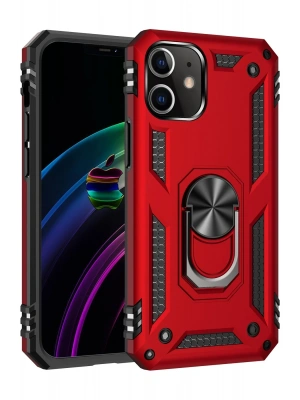 Newface iPhone 12 Kılıf Sofya Yüzüklü Silikon Kapak - Kırmızı