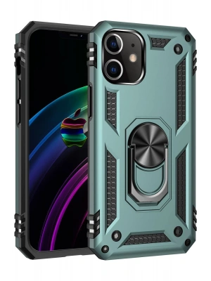 Newface iPhone 12 Kılıf Sofya Yüzüklü Silikon Kapak - Yeşil