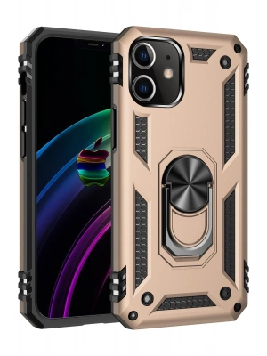 Newface iPhone 12 Mini Kılıf Sofya Yüzüklü Silikon Kapak - Gold