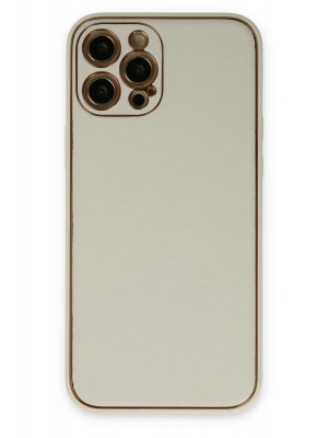 Newface iPhone 12 Pro Kılıf Coco Deri Silikon Kapak - Beyaz
