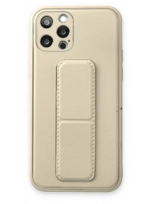 Newface iPhone 12 Pro Kılıf Coco Deri Standlı Kapak - Beyaz