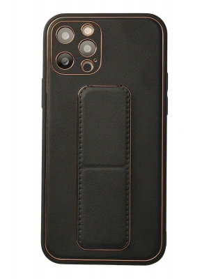 Newface iPhone 12 Pro Kılıf Coco Deri Standlı Kapak - Siyah