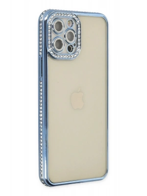 Newface iPhone 12 Pro Kılıf Joke Taşlı Silikon - Mavi