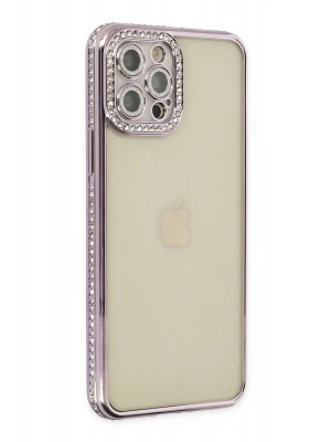 Newface iPhone 12 Pro Kılıf Joke Taşlı Silikon - Mor