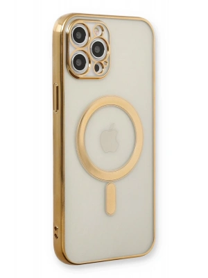 Newface iPhone 12 Pro Kılıf Magneticsafe Lazer Silikon - Gold
