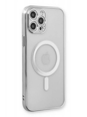 Newface iPhone 12 Pro Kılıf Magneticsafe Lazer Silikon - Gümüş