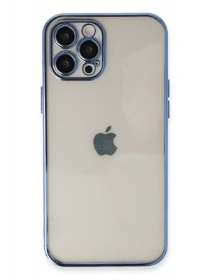 Newface iPhone 12 Pro Kılıf Razer Lensli Silikon - Açık Mavi