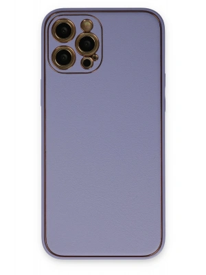 Newface iPhone 12 Pro Max Kılıf Coco Deri Silikon Kapak - Açık Lila