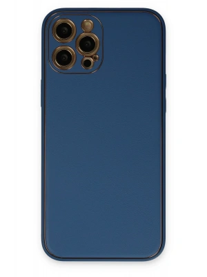 Newface iPhone 12 Pro Max Kılıf Coco Deri Silikon Kapak - Açık Mavi