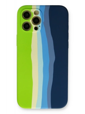 Newface iPhone 12 Pro Max Kılıf Ebruli Lansman Silikon - Yeşil-Koyu Yeşil