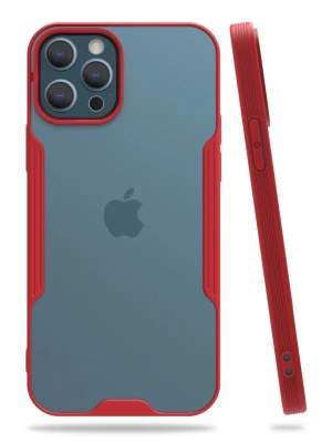 Newface iPhone 12 Pro Max Kılıf Platin Silikon - Kırmızı