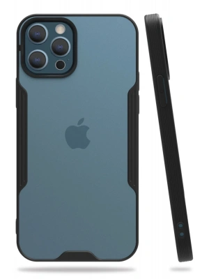 Newface iPhone 12 Pro Max Kılıf Platin Silikon - Siyah