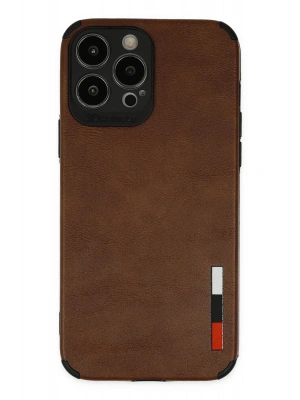 Newface iPhone 13 Pro Max Kılıf Loop Deri Silikon - Kahverengi