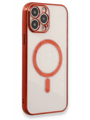 Newface iPhone 13 Pro Max Kılıf Magneticsafe Lazer Silikon - Kırmızı