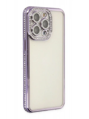 Newface iPhone 14 Pro Kılıf Joke Taşlı Silikon - Mor