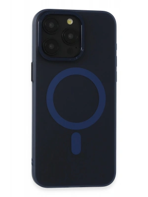 Newface iPhone 15 Pro Max Kılıf Lodos Magneticsafe Mat Kapak - Mavi