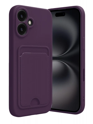 Newface iPhone 16 Kılıf Kelvin Kartvizitli Silikon - Derin Mor