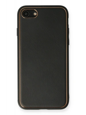 Newface iPhone 7 Kılıf Coco Deri Silikon Kapak - Siyah