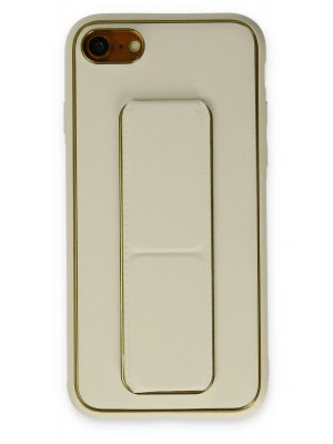 Newface iPhone 7 Kılıf Coco Deri Standlı Kapak - Beyaz