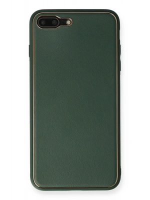 Newface iPhone 7 Plus Kılıf Coco Deri Silikon Kapak - Yeşil