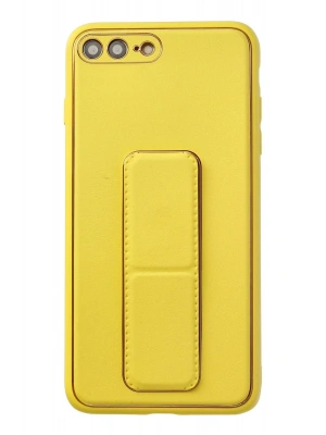 Newface iPhone 7 Plus Kılıf Coco Deri Standlı Kapak - Sarı