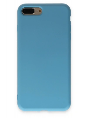 Newface iPhone 7 Plus Kılıf Nano içi Kadife Silikon - Mavi