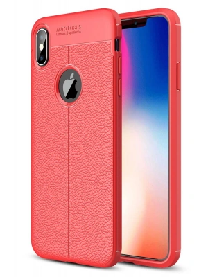 Newface iPhone X Kılıf Auto Focus Kapak - Kırmızı